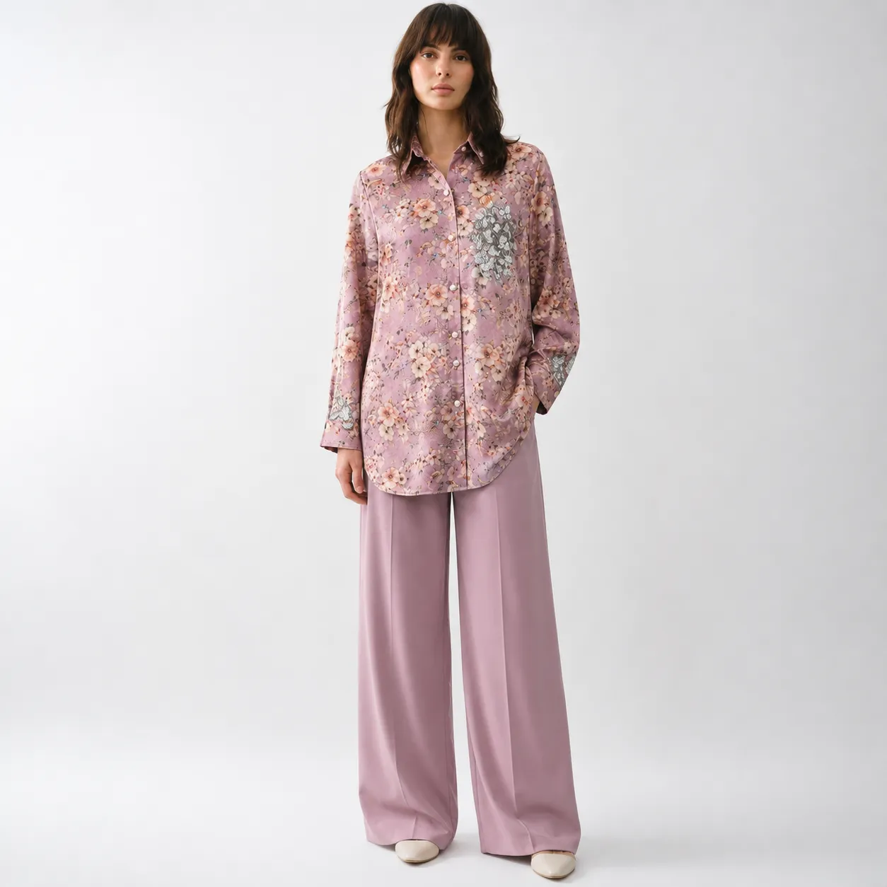 Blush Floral Satin Shirt